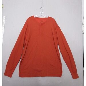 LL Bean Henley Shirt Men XXL Orange Wool Blend Two Layer Driver Traditional Fit